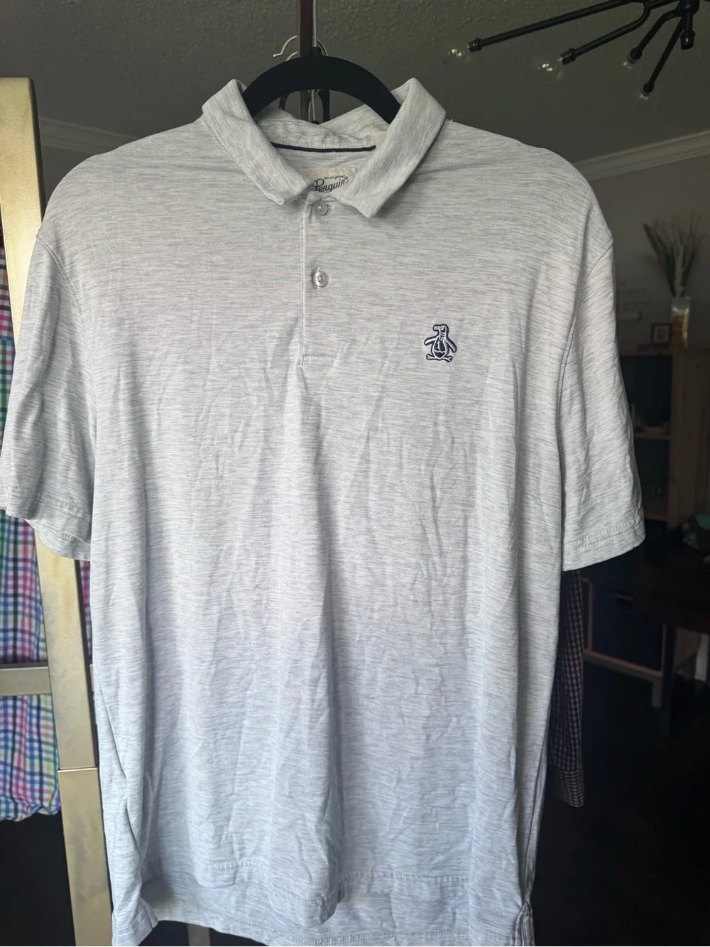 Original Penguin Light Gray Heather Polo with Embroidered Logo